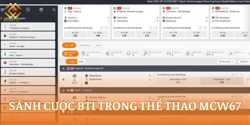 BTi là sảnh cược Thể thao MCW67 hấp dẫn với nhiều bộ môn thi đấu