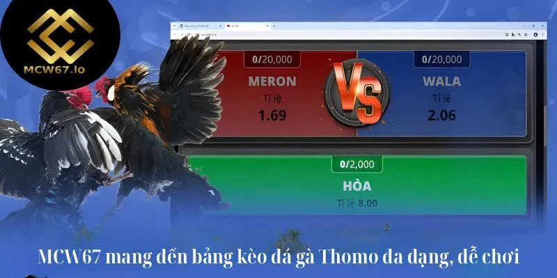 MCW67 mang đến bảng kèo đá gà Thomo đa dạng, dễ chơi
